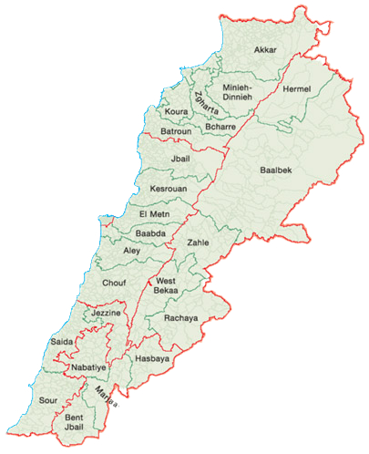 map of lebanon